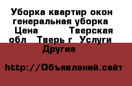 Уборка квартир,окон .генеральная уборка › Цена ­ 250 - Тверская обл., Тверь г. Услуги » Другие   